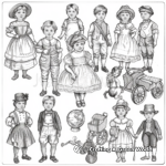 Victorian Children and Toys Coloring Pages 2