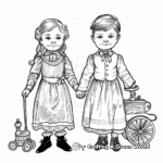 Victorian Children and Toys Coloring Pages 3