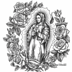 Virgen de Guadalupe with Roses Coloring Pages 1