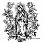 Virgen de Guadalupe with Roses Coloring Pages 2