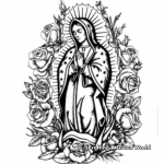 Virgen de Guadalupe with Roses Coloring Pages 3