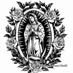 Virgen de Guadalupe with Roses Coloring Pages 4