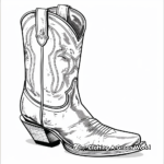 Western High-Heel Cowboy Boot Coloring Pages 1
