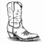 Western High-Heel Cowboy Boot Coloring Pages 2