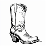 Western High-Heel Cowboy Boot Coloring Pages 3