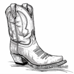 Western High-Heel Cowboy Boot Coloring Pages 4