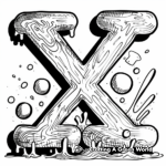 Whimsical Bubble Letter X Coloring Pages 1
