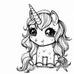 Whimsical Chibi Unicorn Coloring Pages 3