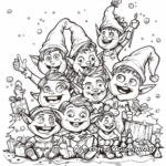 Whimsical Christmas Elves Coloring Pages 2