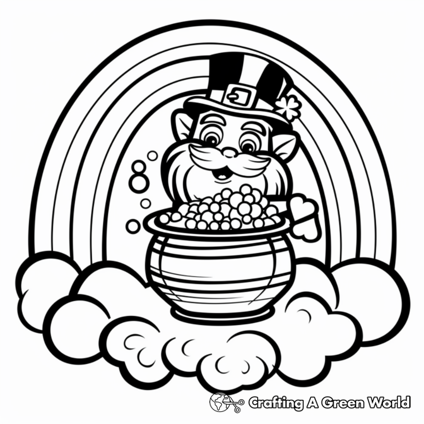 Rainbow With Pot Of Gold Coloring Pages - Free & Printable!