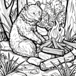 Wildlife Spotting by the Campfire Coloring Pages 4