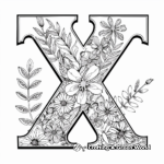 Wonderful Floral Design Letter X Coloring Pages 1