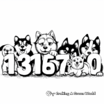 1-10 Number Coloring Pages with Adorable Puppies 2