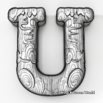 3D U Letter Coloring Pages for Kids 3