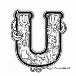 3D U Letter Coloring Pages for Kids 4