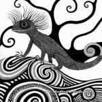 Abstract Art Frilled Lizard Coloring Pages for Artists 3