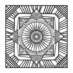Abstract Square Patterned Geometric Mandala Coloring Pages 1