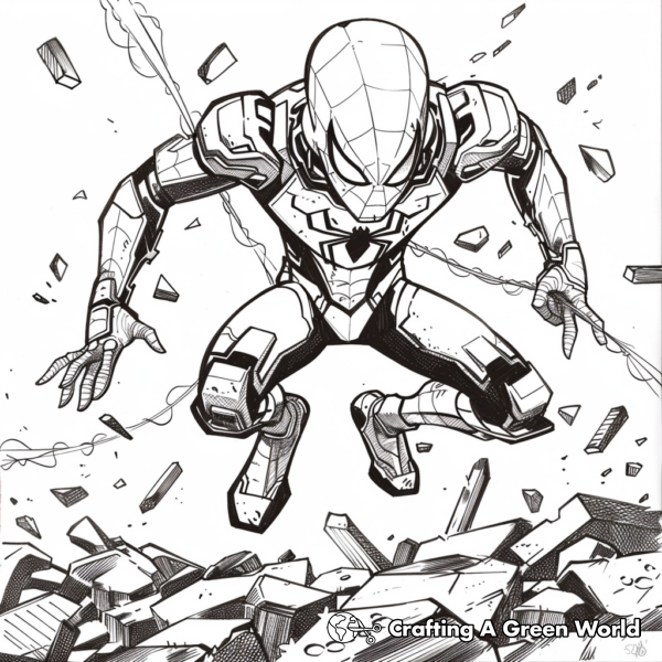 Action-filled Iron Spider-Man Coloring Pages 1