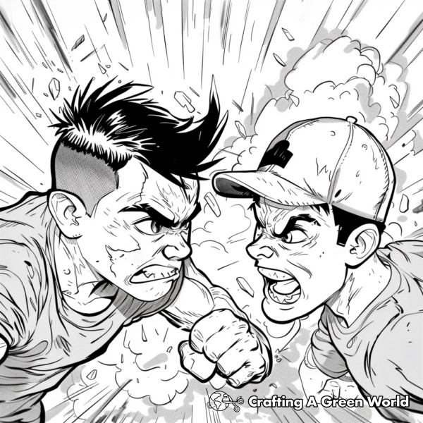 Action-Packed Boyfriend Vs Dad Battle Coloring Pages 1