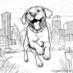 Action-Packed Chocolate Lab In Park Coloring Pages 4