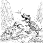 Action-Packed Lego Jurassic World Dinosaur Battle Coloring Pages 2