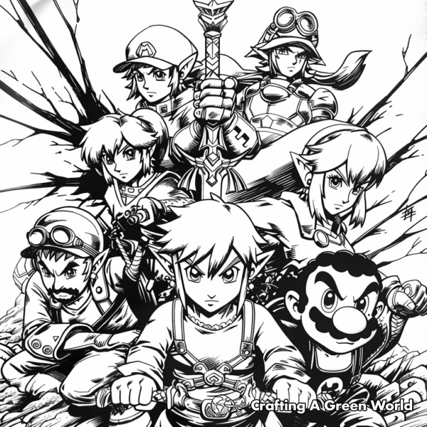 Action-Packed Super Smash Bros Brawl Coloring Pages 1