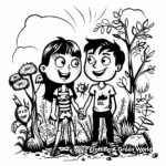 Adam and Eve in Eden Coloring Pages 2