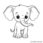 Adorable Baby Elephant Coloring Pages 3