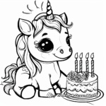 Adorable Baby Unicorn Birthday Celebration Coloring Pages 3