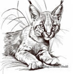 Adorable Caracal Kitten Coloring Pages 3