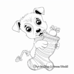 Adorable Christmas Puppy in a Stocking Coloring Pages 1