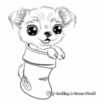 Adorable Christmas Puppy in a Stocking Coloring Pages 4
