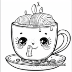 Adorable Coffee Cup Kawaii Coloring Pages 1