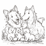 Adorable Collie and Kittens Friendship Coloring Pages 2