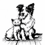 Adorable Collie and Kittens Friendship Coloring Pages 4