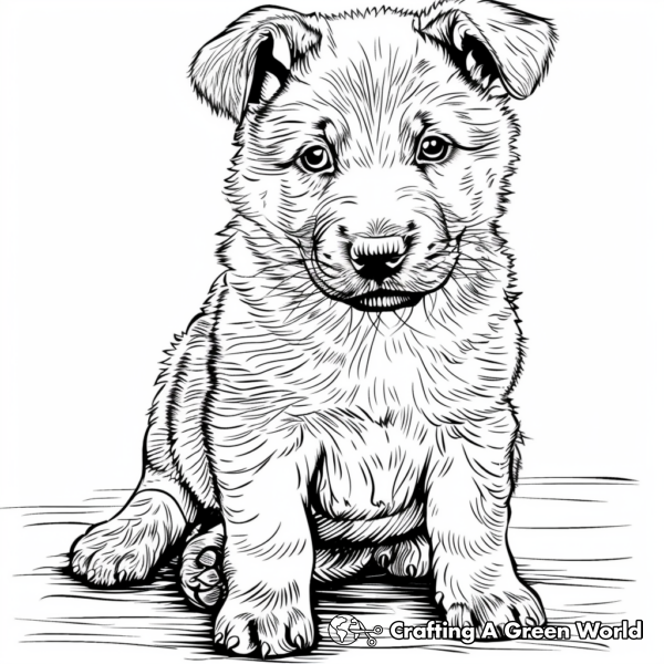 Adorable German Shepherd Puppy Coloring Pages 1