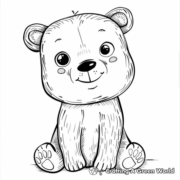 Adorable Kawaii Bear Coloring Pages 1
