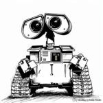 Adorable Wall-E and Eve Coloring Pages 1