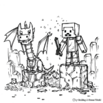 Páginas para colorear del dragón Steve y Ender de Minecraft llenas de aventuras 2