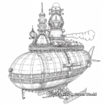 Adventure-filled Steampunk Airship Coloring Pages 2