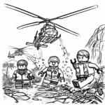 Adventurous Lego Jurassic World Helicopter Chase Coloring Pages 2