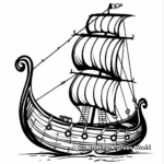 Adventurous Viking Ship Coloring Pages 1