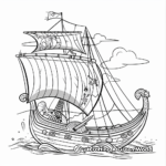 Adventurous Viking Ship Coloring Pages 2
