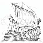 Adventurous Viking Ship Coloring Pages 3