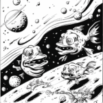 Alien Blobfish Space Scene Coloring Pages 1