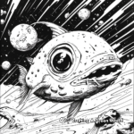 Alien Blobfish Space Scene Coloring Pages 2