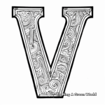 Alphabet: Vintage Style Letter V Coloring Pages 2