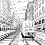 Amtrak in the City: Urban Scene Coloring Pages 1