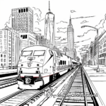 Amtrak in the City: Urban Scene Coloring Pages 3