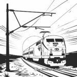 Amtrak Train at Sunset: Landscape Coloring Pages 1